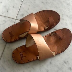 Beek Metallic and Brown Leather Sandals